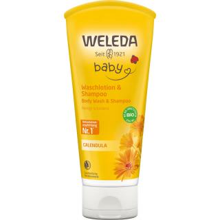 Calendula Waschlotion  & Shampoo, Weleda Baby  200 ml Tube