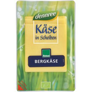 Bergkäse in Scheiben, dennree 125 g Packung