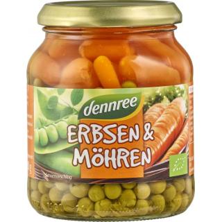 Erbsen & Möhren, dennree  350 gr Glas (220 gr)