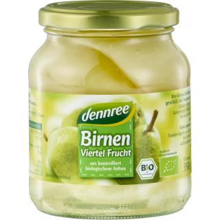 Birnen, Viertel Frucht, dennree 350 gr Glas
