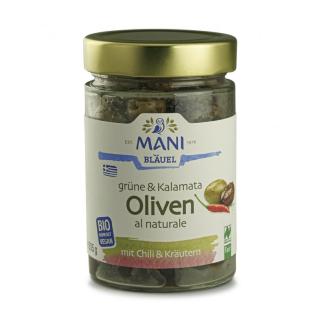 Grüne & Kalamata Oliven al naturale Chili & Kräuter