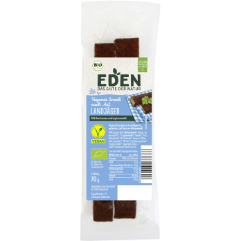 Veganer Snack nach Art Landjäger, 70g, Eden MHD 02.07.2026