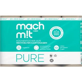 Küchentücher,mach mit PURE, 3-lagig, 4 Rollen, 128 Blatt