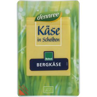 Bergkäse in Scheiben, dennree 125 g Packung