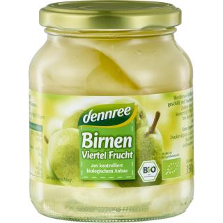 Birnen, Viertel Frucht, dennree 350 gr Glas