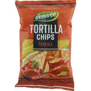 Tortilla Chips Paprika, dennree  125 gr Packung