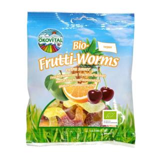 Frutti Worms ohne Gelatine, 80 g Packung