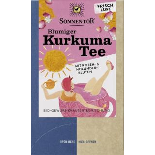 Blumiger Kurkuma-Tee mit Rosen- & Holund