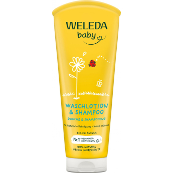 Calendula Waschlotion  & Shampoo, Weleda Baby  200 ml Tube