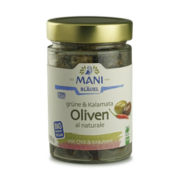 Grüne & Kalamata Oliven al naturale Chili & Kräuter